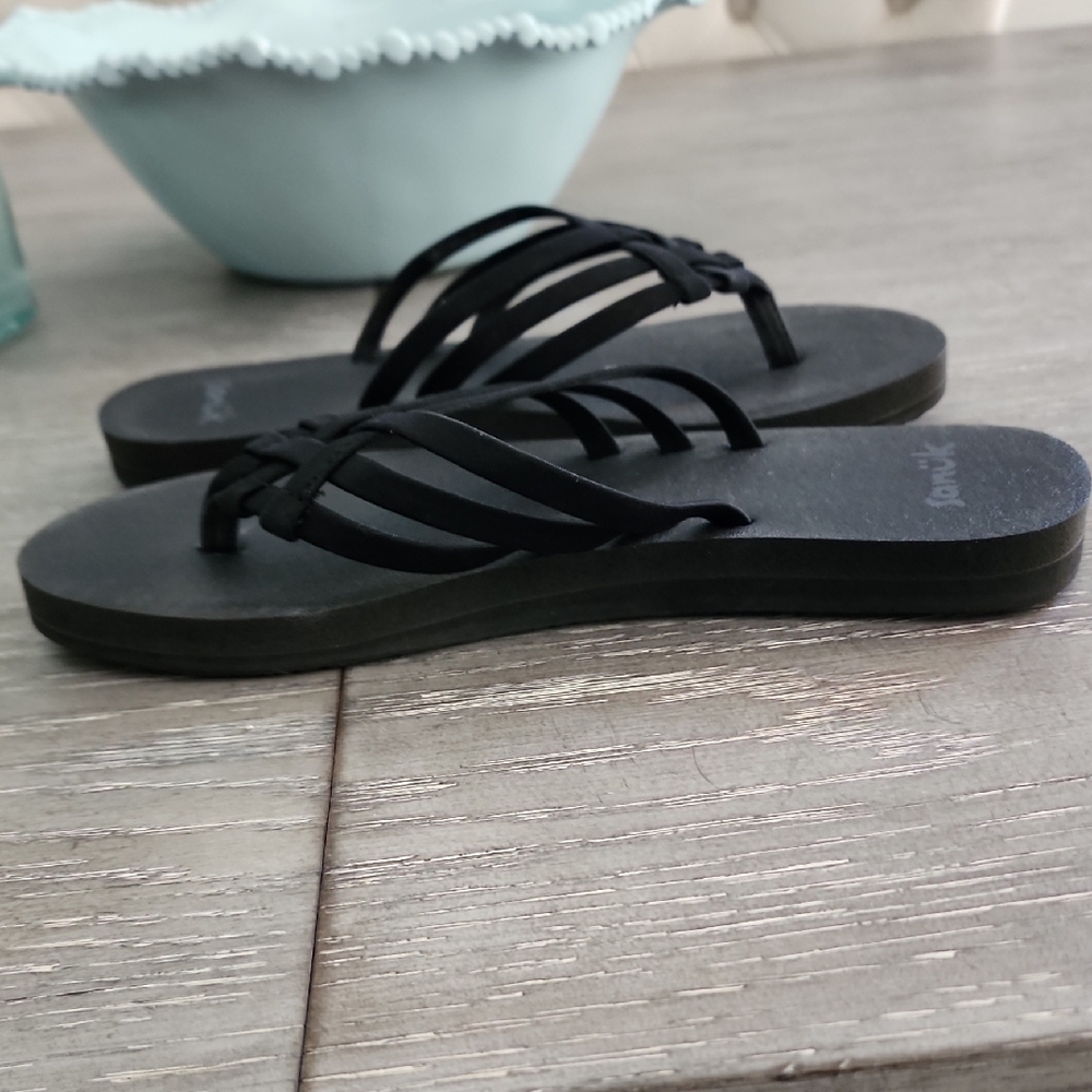 Sanuk Yoga Sandy II - Black Sandals Flip Flops New wo Tags - Picture 6 of 8